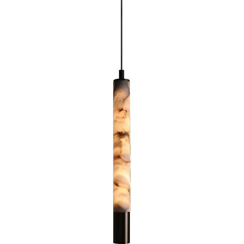 HomeLover Moderne Zylindrische LED Pendelleuchte aus Marmor in Weiß mit Warmweißem Licht - Bild 3