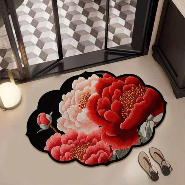 Rutschfeste Badezimmerfußmatte aus Diatomeenerde im chinesischen Ethnic-Stil von Yiran Furniture, schnelltrocknend und wasserabsorbierend, B/L: 40 x 60 cm, Mehrfarbig - Bild 1