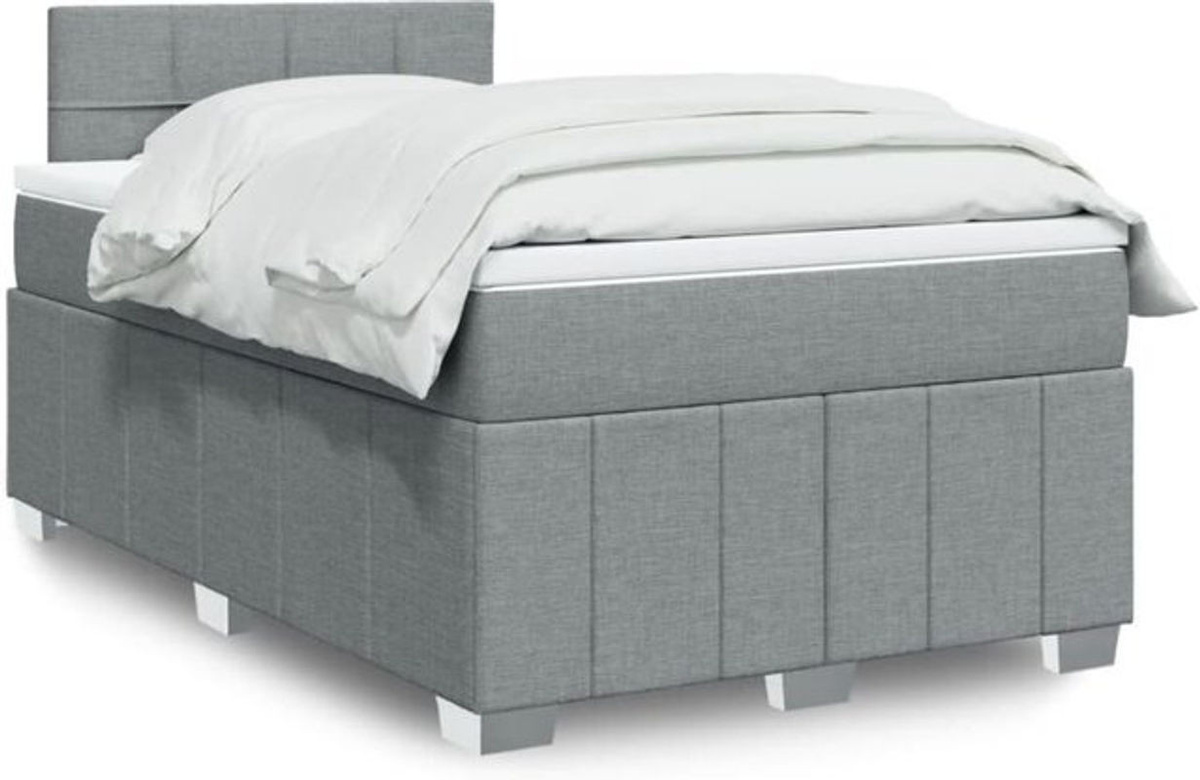vidaxl Boxspringbett mit Matratze in Grau aus Stoff und Holzwerkstoff, B/T/H: 190 x 120 x 100,5 cm - Bild 1