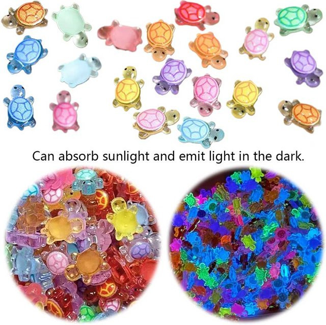 100 Stück nachtleuchtende Mini-Schildkrötenfiguren aus Harz von ALLOET in Multicolour für den Garten - Bild 1