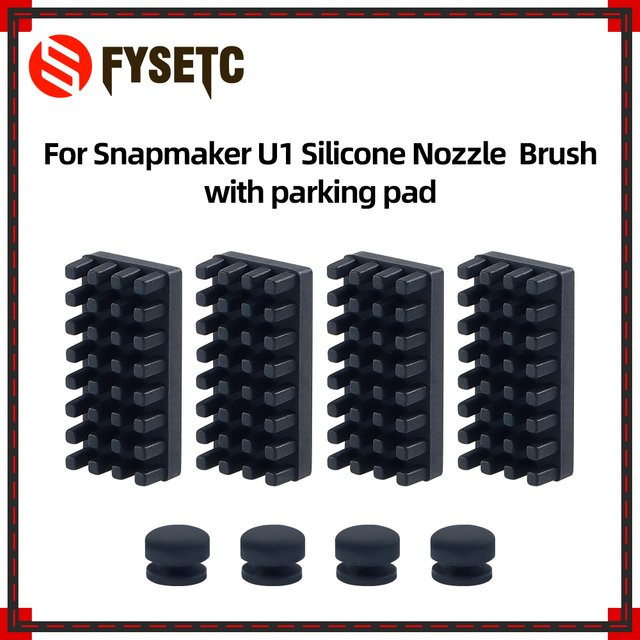 Snapmaker Silikon-Düsenbürste mit Parkpad für 3D-Drucker, 4er-Set, Schwarz - Bild 1
