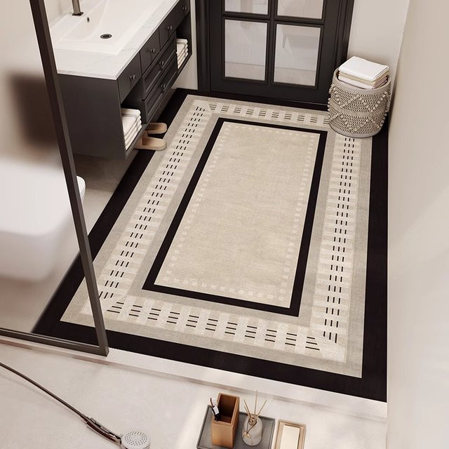 VIKAMA Badematte aus Kieselgur im böhmischen Ethno-Stil, beige, rutschfest und wasserabsorbierend - Bild 1