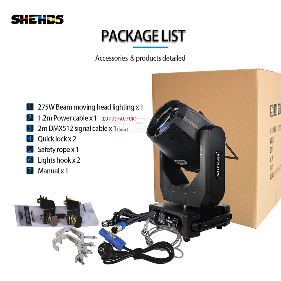 SHEHDS Moving Head Licht 275W mit Doppelprisma und DMX512, RGB Effektstrahler in Schwarz - Bild 3