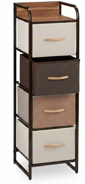 Relaxdays Schubladenschrank in Creme und Holzoptik aus MDF und Stahl, B/T/H: 99,5 x 31 x 31,5 cm - Bild 1
