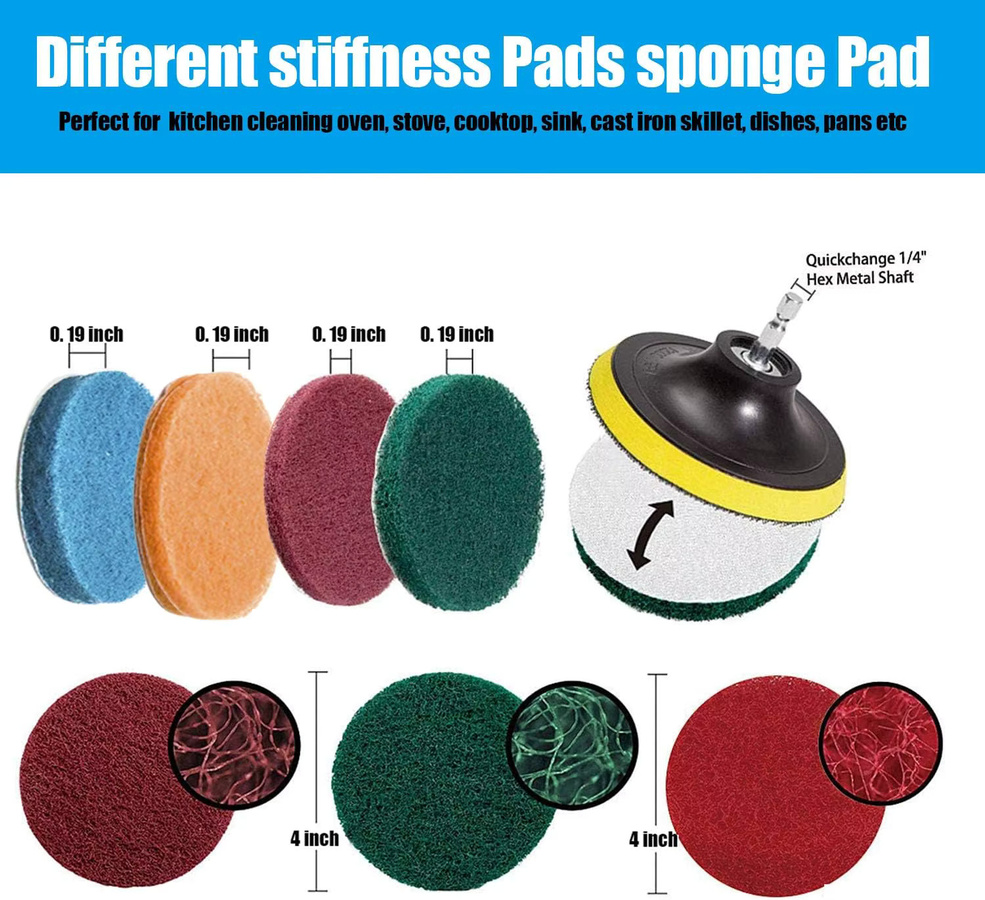 VIBRATITE 20-teiliges Reinigungsset mit Bohrer-Reinigungsbürsten und Scheuerpads für Badezimmer, Teppiche und Fliesen - Bild 2