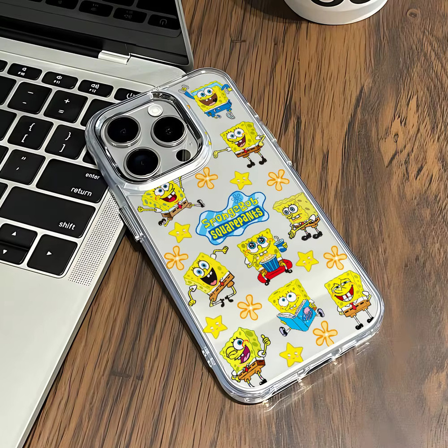 SpongeBob Schutzhülle für Apple iPhone 16 15 14 13 12 11 Pro Max Mini X XR XS Max Air Plus Transparent Weich - Bild 2