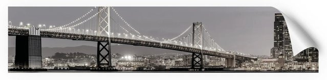 Myspotti Küchenrückwandfolie San Francisco in Tile-Look, Selbstklebend, B: 280 cm, H: 60 cm, Schwarz-Weiß-Grau - Bild 1