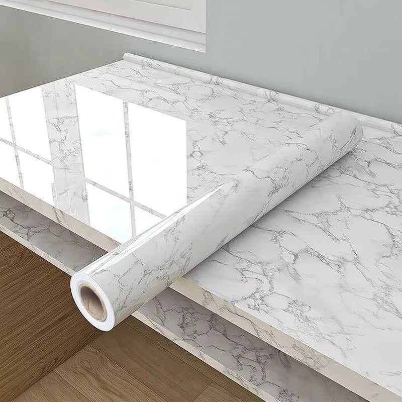 Selbstklebender Wandaufkleber in Marmor-Optik aus PVC, wasserdicht und schimmelresistent für Küchenschränke und Arbeitsplatten, Breite: 40 cm - Bild 2