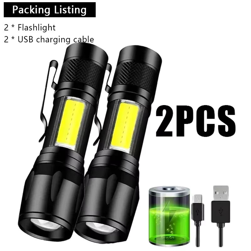 Heinast USB-Mini-Taschenlampe mit COB und XPE LED, wiederaufladbare EDC-Taschenlampe mit Zoom in Schwarz - Bild 7