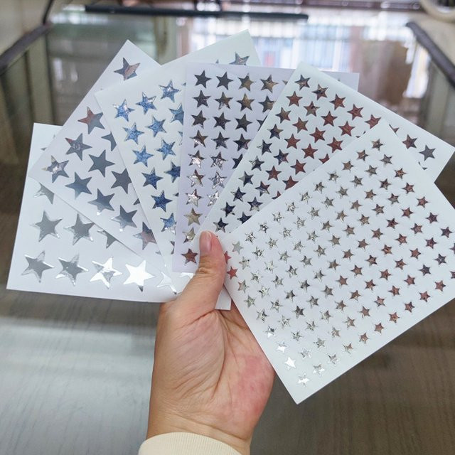 Selbstklebende Stern-Aufkleber in Silber für Scrapbooking und Schulbelohnungen, 10 Blatt pro Packung - Bild 1