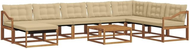 vidaXL Outdoor-Sofagarnitur aus Massivholz Akazie in Natur und Beige mit Textilene-Polstern und Sitzkissen, 25-teilig - Bild 1