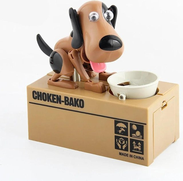 Elektronisches Roboter-Sparschwein, Hund, aus Kunststoff, braun - Bild 1