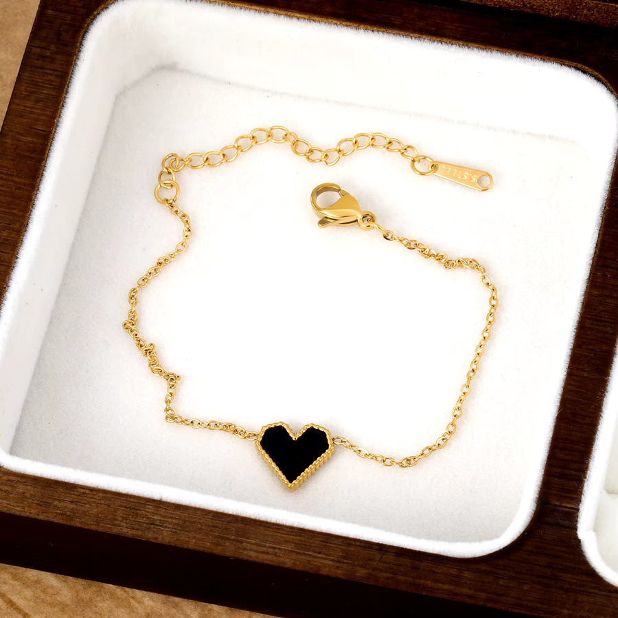 LUXUKISSKIDS Armband, schwarzes Herzanhänger, Gold, Damen - Bild 4