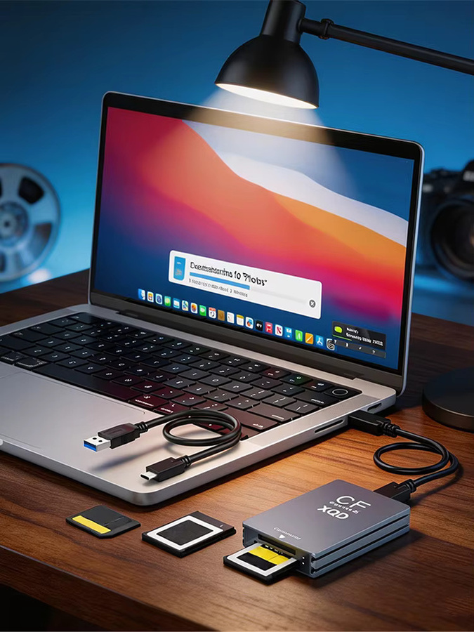 ALLOET 10-Gbit/s Kartenleser für CFexpress, XQD und SD mit USB-C-auf-USB-A/C Adapter, Grau - Bild 7