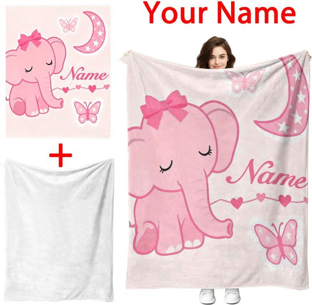 Personalisierte Namensdecke von SRH in Pink, individuell gestaltete Winter-Flanell-Plüschdecke mit weichem Sherpa-Fleece für Sofa und Bett - Bild 1