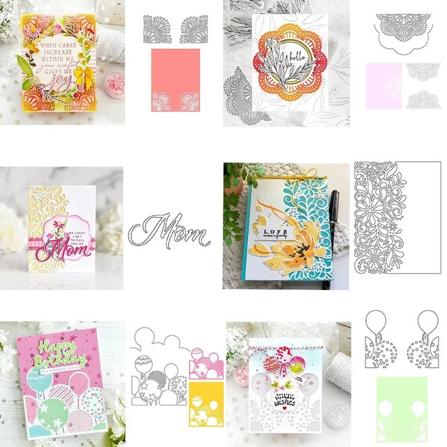 Metall Stanzformen Set mit Blumen, Ballons und Mama-Schriftzug für DIY Scrapbooking und Bastelarbeiten - Bild 1