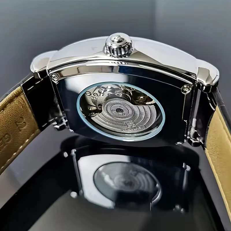 AOKULASIC Armbanduhr Automatik, Tonneau, Gold, Leder, Herren - Bild 5
