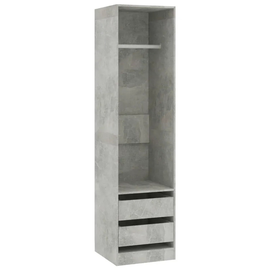 vidaXL Kleiderschrank mit Schubladen in Betongrau aus Holzwerkstoff, B/T/H: 50 x 50 x 200 cm - Bild 2