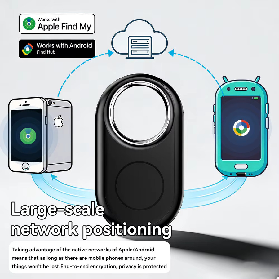 Wesense Universeller Smart Tag in Schwarz für Apple Find My und Google Find My Device App als globaler GPS-Positionstracker für Schlüssel, Geldbörse und Gepäck - Bild 4