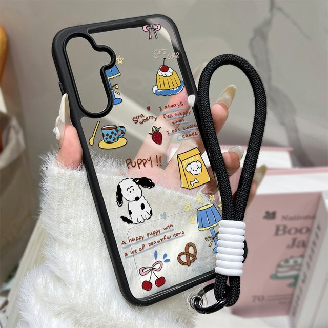 Transparente Handyhülle mit Welpen-Design für Samsung Galaxy S26 Ultra S25 A57 A36 A26 A17 A37 A56 A16 A06 inklusive Trageband und Stoßschutz - Bild 1