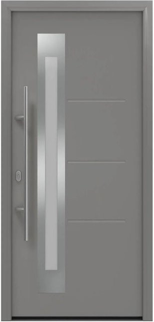 EcoStar Haustür Isopro IP 780S aus Aluminium in Grau mit Glaseinsatz, B: 110 cm, H: 210 cm, DIN Links - Bild 1