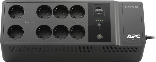 APC Back-UPS USV 850VA BE850G2-GR Schwarz mit USB Type-C und USB Type-A Ladeanschlüssen - Bild 1