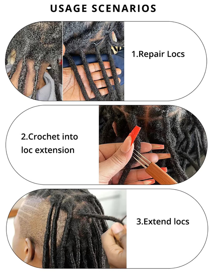 htonicca Dreadlock-Erweiterungen, 100 % Echthaar, 30 g, Unisex - Bild 5