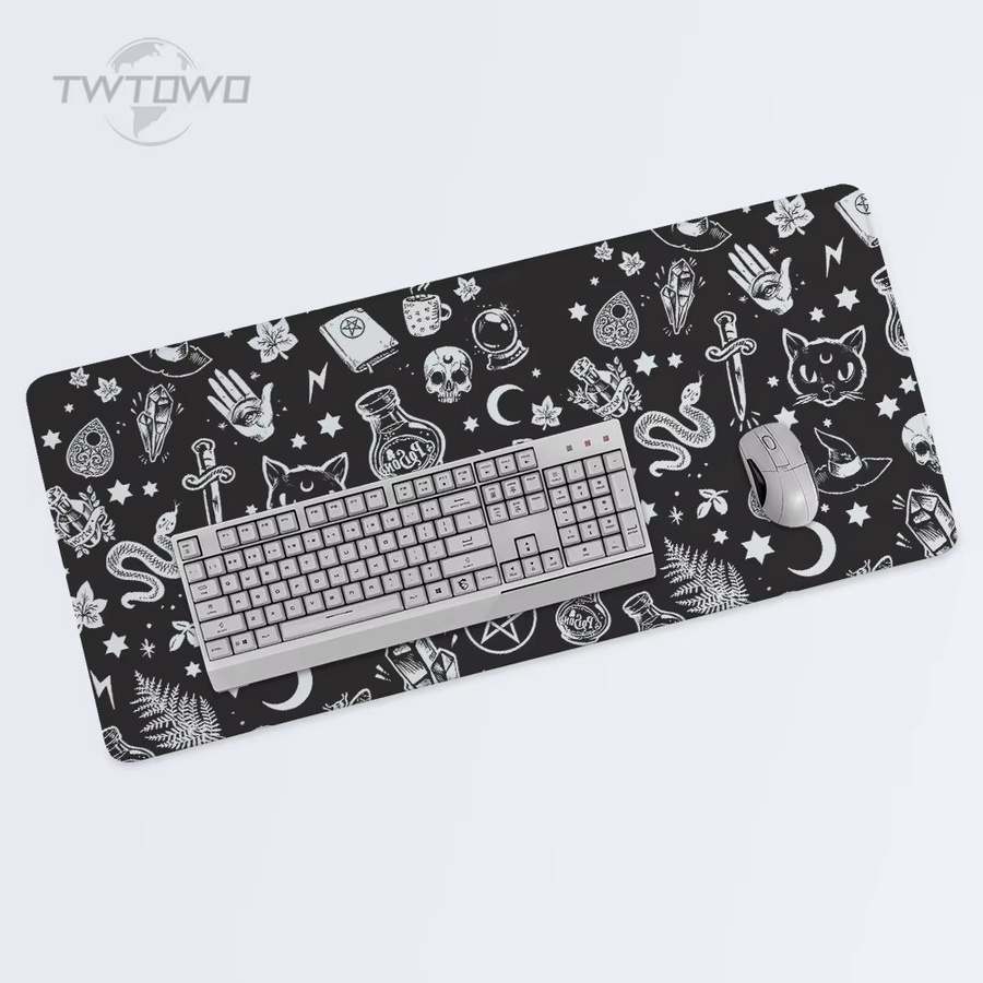 TWTOWO Gamer Mauspad Tarot XL in Schwarz, großes XXL Mauspad und Tastaturpad für Büro und Computer, rutschfest und weich - Bild 5