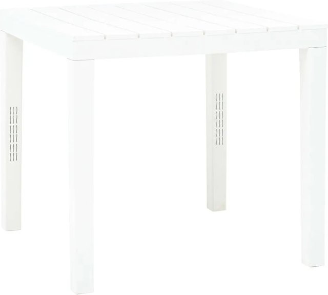 vidaXL Gartentisch aus Kunststoff in Weiß mit Latten-Design, B/T/H: 78 x 78 x 72 cm - Bild 1