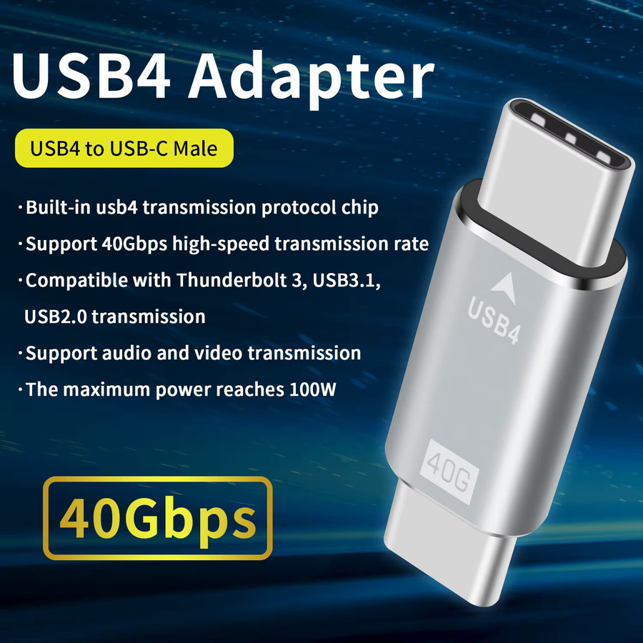 NNBILI USB-C auf USB-C Adapter mit 40 Gpbs Datenübertragung und Ladefunktion, Thunderbolt, USB 4.0, 3.1, 2.0, Farbe: Silber - Bild 3
