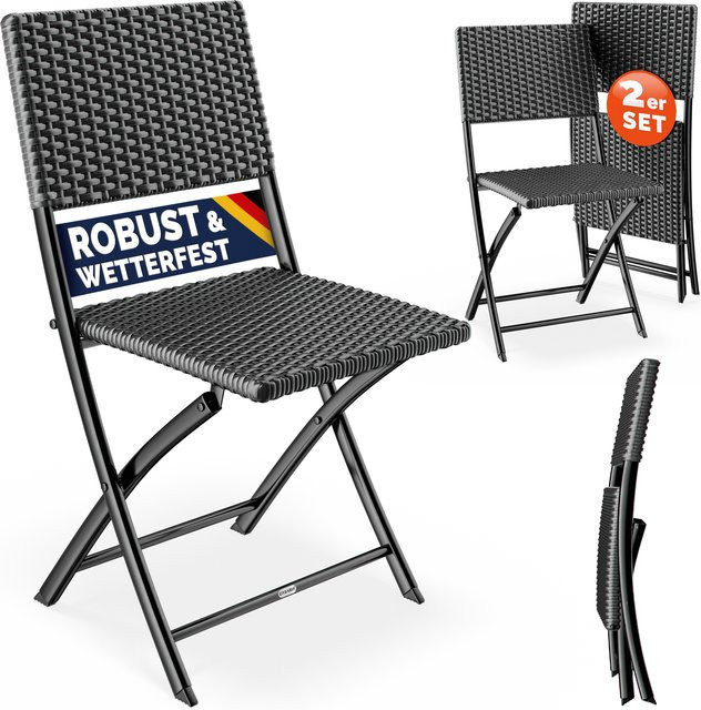 Casaria Polyrattan Klappstuhl Rom 2er-Set in Anthrazit - Bild 1