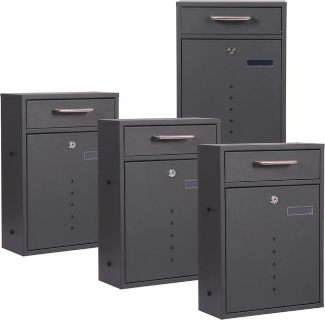 Wiltec V51 Wandbriefkasten für Mehrfamilienhäuser aus Stahl in Anthrazit mit Sichtfenster, B/H/T: 400 x 120 x 120 cm - Bild 1
