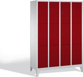 C+P Fächerschrank Classic auf Füßen mit 12 Fächern, Front Rubinrot, Korpus Lichtgrau, H x B x T: 185 x 119 x 50 cm - Bild 1