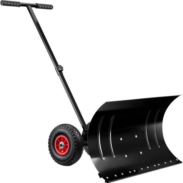 Wiltec Schneeschieber mit Rädern aus Stahl in Schwarz, B/H: 74 x 43 cm - Bild 1