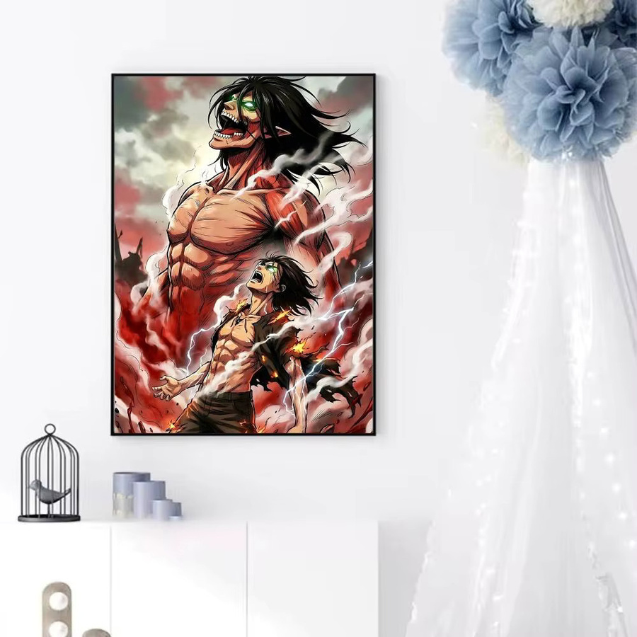 KAYOU Anime Attack On Titan Poster, selbstklebender wasserfester Papieraufkleber, mehrfarbig, rechteckig - Bild 2