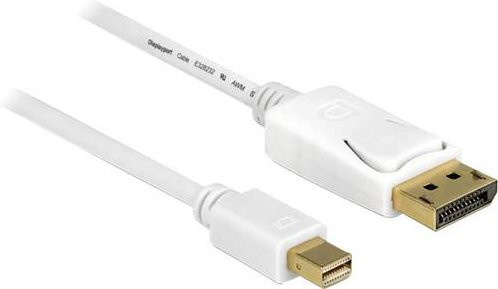 Delock Mini-DisplayPort auf DisplayPort Adapterkabel für 4K Auflösung, Farbe: Weiß - Bild 1