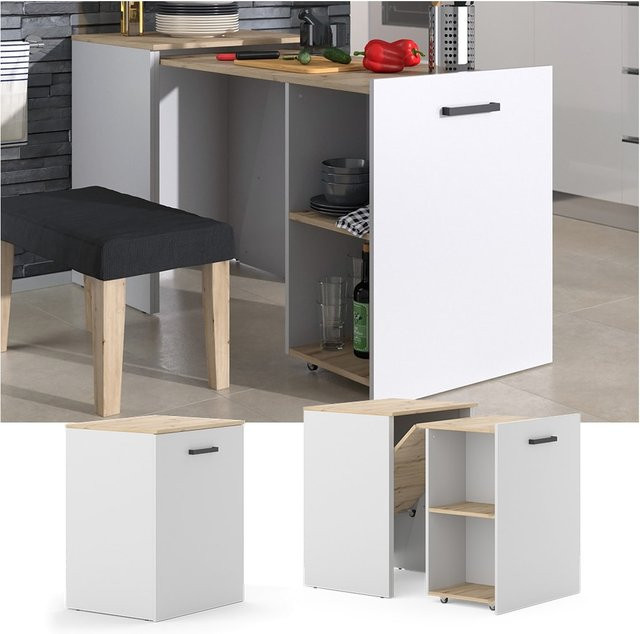 Vicco Esstisch Adam ausziehbar in Greige und Eiche, B/T: 150,2 x 60 cm - Bild 1