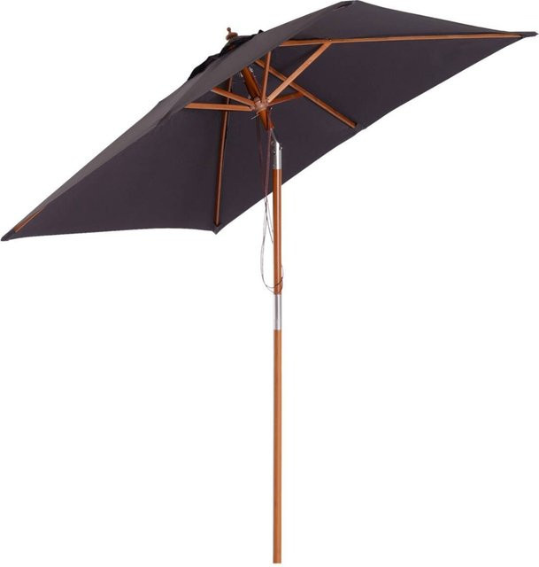 Outsunny Sonnenschirm aus Polyester in Dunkelgrau mit Zentralstange, B/H/T: 150 x 235 x 200 cm - Bild 1