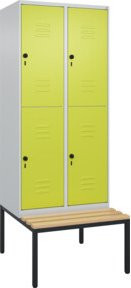 C+P Doppelstock-Spind Classic PLUS Sitzbank mit 2 Abteilen aus Buche-Hartholz, B/T/H: 212,0 x 80,0 x 81,5 cm - Bild 1