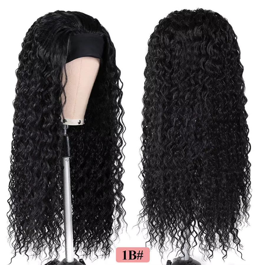 YAKIBEAUTY Stirnband-Perücke, Afro-lockige Wasserwellen, Schwarz, Damen - Bild 3