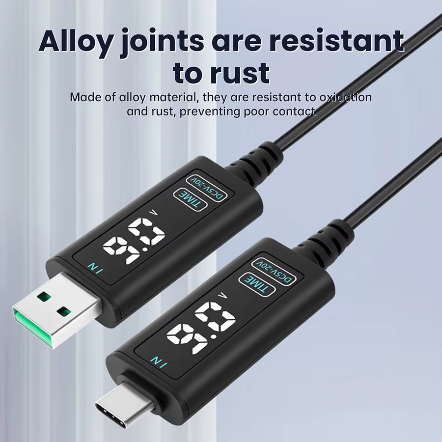 Aideepen USB auf DC Spannungs-Boost-Konverter Einstellbares Aufwärtskabel von 5-10V auf 5-20V mit USB-C und Barrel-Plug in Schwarz - Bild 3