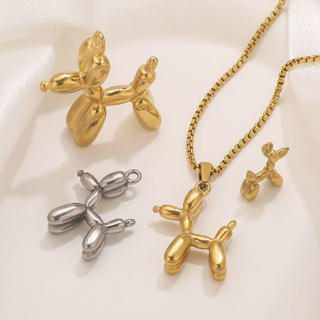 Elomia Charms Cartoon Hund, Edelstahl, Gold, Damen - Bild 1