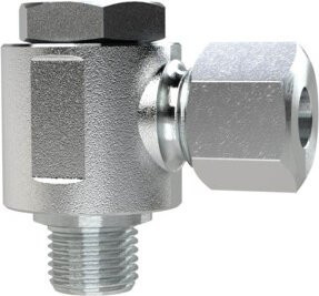 Riegler Schwenkbare Winkel-Verschraubung aus Stahl in Silber, M16x1,5 a., Rohr-Außen-Ø 12 mm - Bild 1