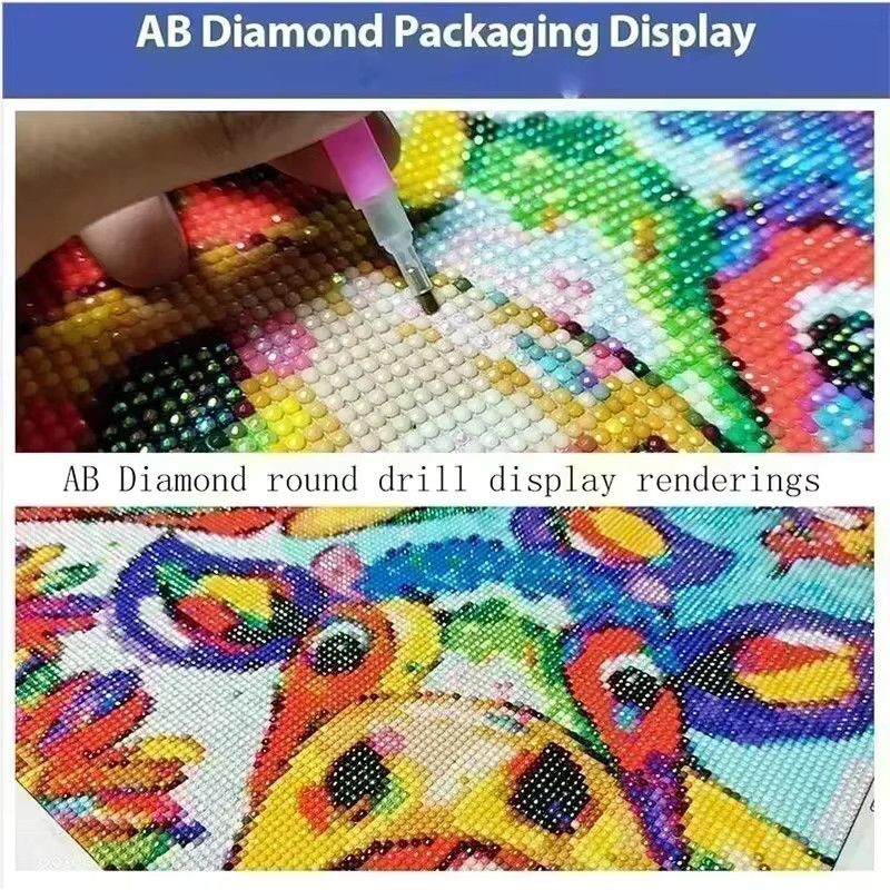 AB Diamond DIY 5D-Diamantgemälde mit Cartoon-Tieren in Multicolor, dekorative Wandmalerei für Erwachsene und Anfänger - Bild 1