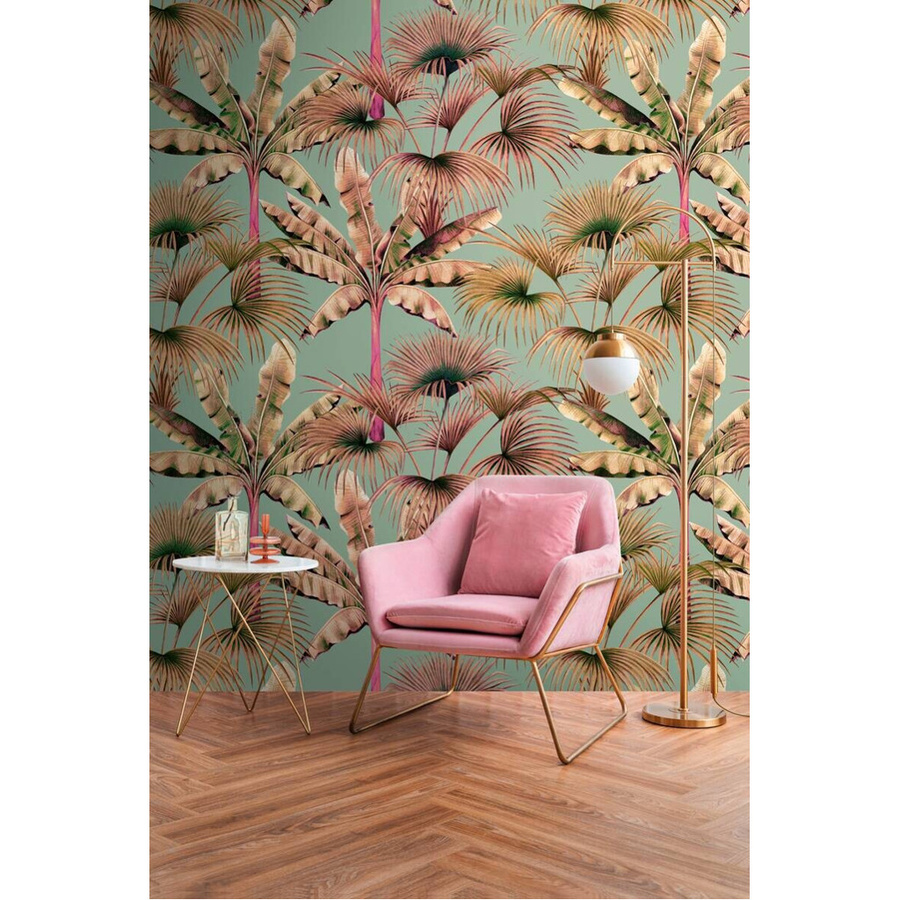 Livingwalls Fototapete Tropische Palmen Retro in Rosa und Beige, B/H: 280 x 159 cm - Bild 2