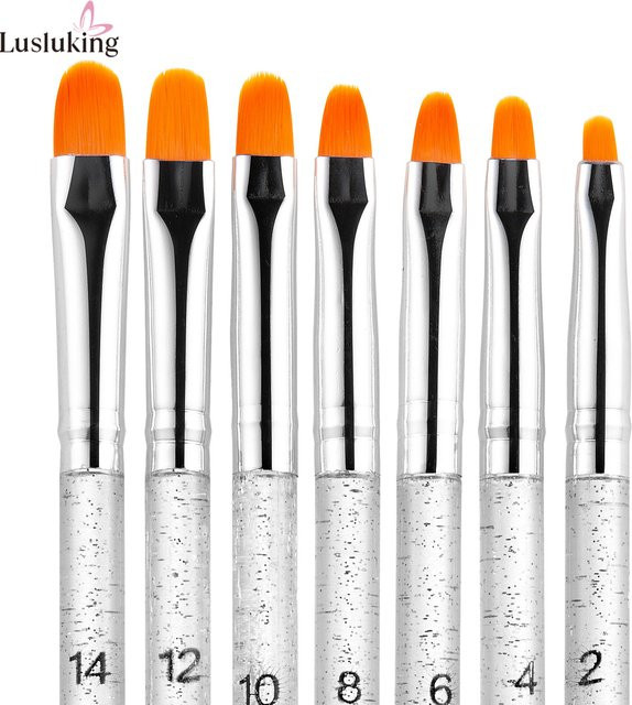 LUSLUKING UV Gel Nail Art Pinsel Set, 7 Stück, Poly Gel Verlängerung - Bild 1