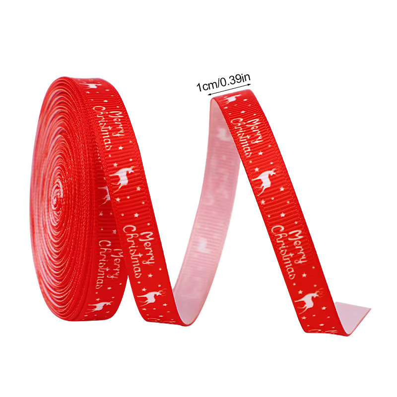 Bedrucktes Weihnachts-Ripsband für Geschenkverpackungen und Weihnachtsbaumdeko, 10 Yards, Mehrfarbig - Bild 4