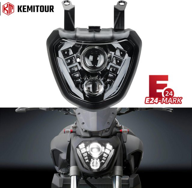 KEMITOUR LED Licht Projektor Scheinwerfer mit DRL für Yamaha MT07 FZ07, wasserdicht, Schwarz/Transparent - Bild 1