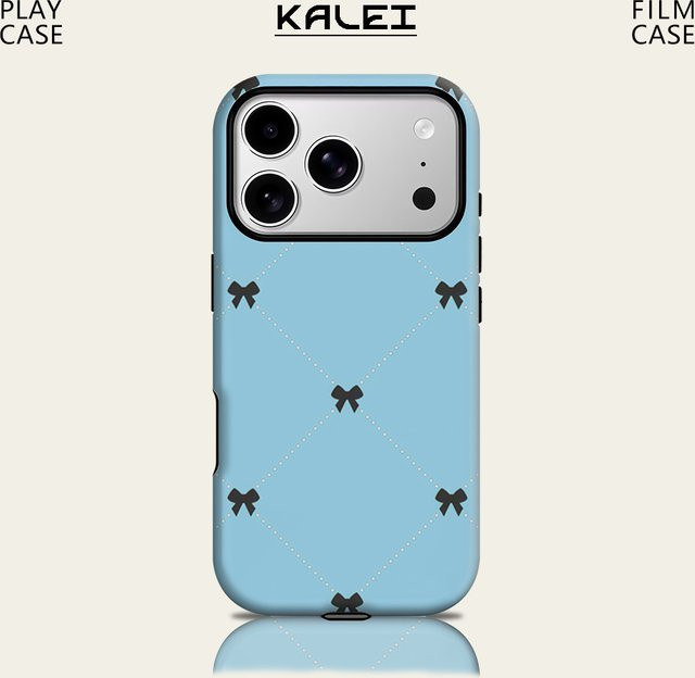 Robuste magnetische Handyhülle mit blau-schwarzer Schleife für Apple iPhone 17 16 15 14 13 Pro Max Plus - Bild 1