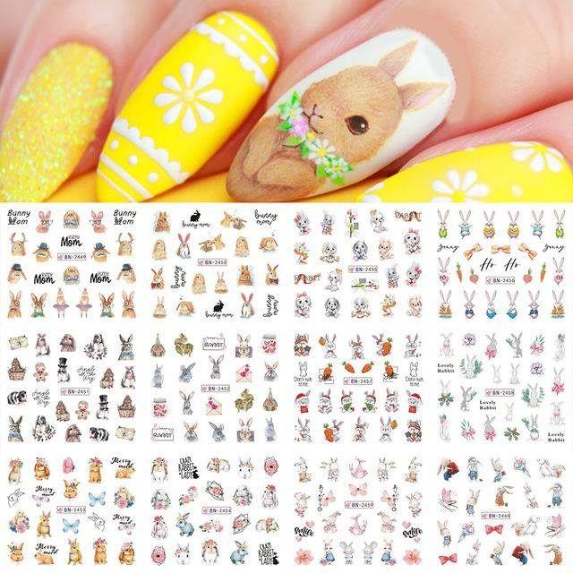 xianyi01 Nagelwasseraufkleber, Aquarell Blume Blatt, Yellow, Unisex - Bild 1